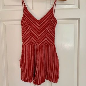 Red and White Stripped Romper